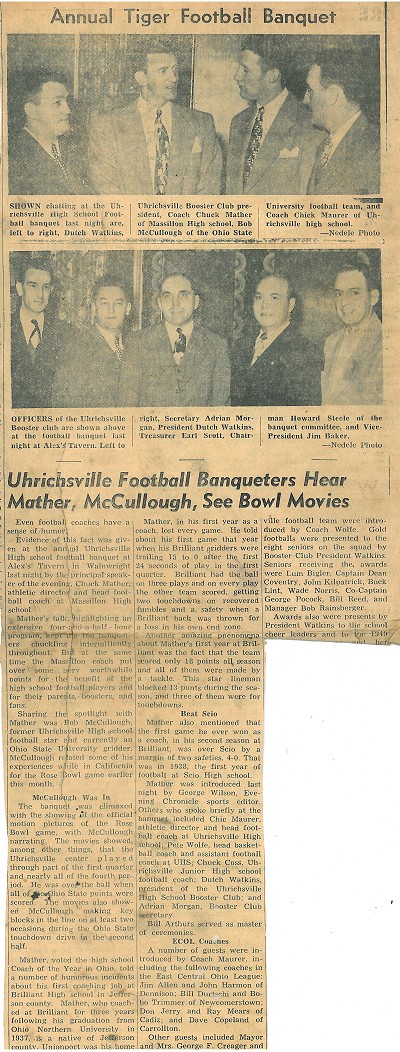 Bob at UHS Tiger Banquet Article 