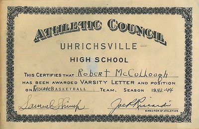  High School Reserve Basketball Letter 1942 1944 