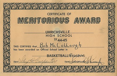  High School Letter Basketball Reserves 1944 1945 