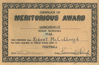 09 High School Football Letter 1944 