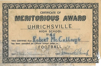 09 High School Football Letter 1945 