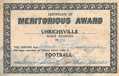 09 High School Football Letter 1946 