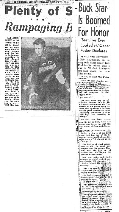 OSU Columbus Citizen Story About Bob Oct. 31, 1950 