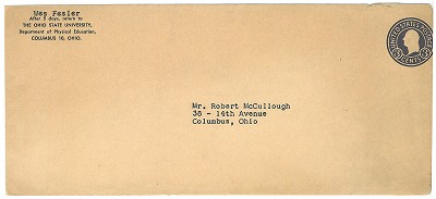 Wes Fesler Congrats Envelope Dec. 8, 1950 
