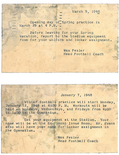 Wes Fesler OSU Post Cards From Coach Fesler 