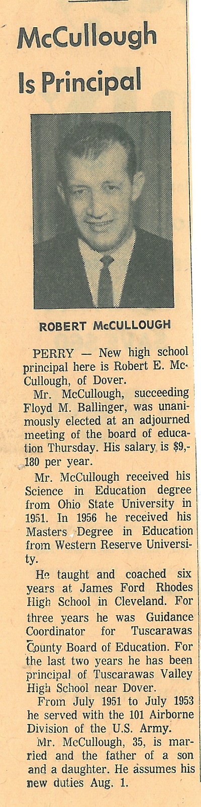 Bob McCullough Dover High School Principal 