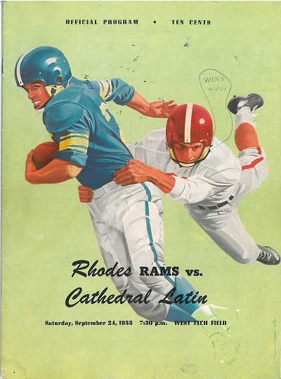  Rhodes High School Football Program Cover 1955 