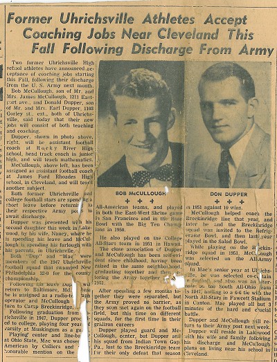 Bob Accepts Coaching Job June 27, 1952 Evening Chronicle 